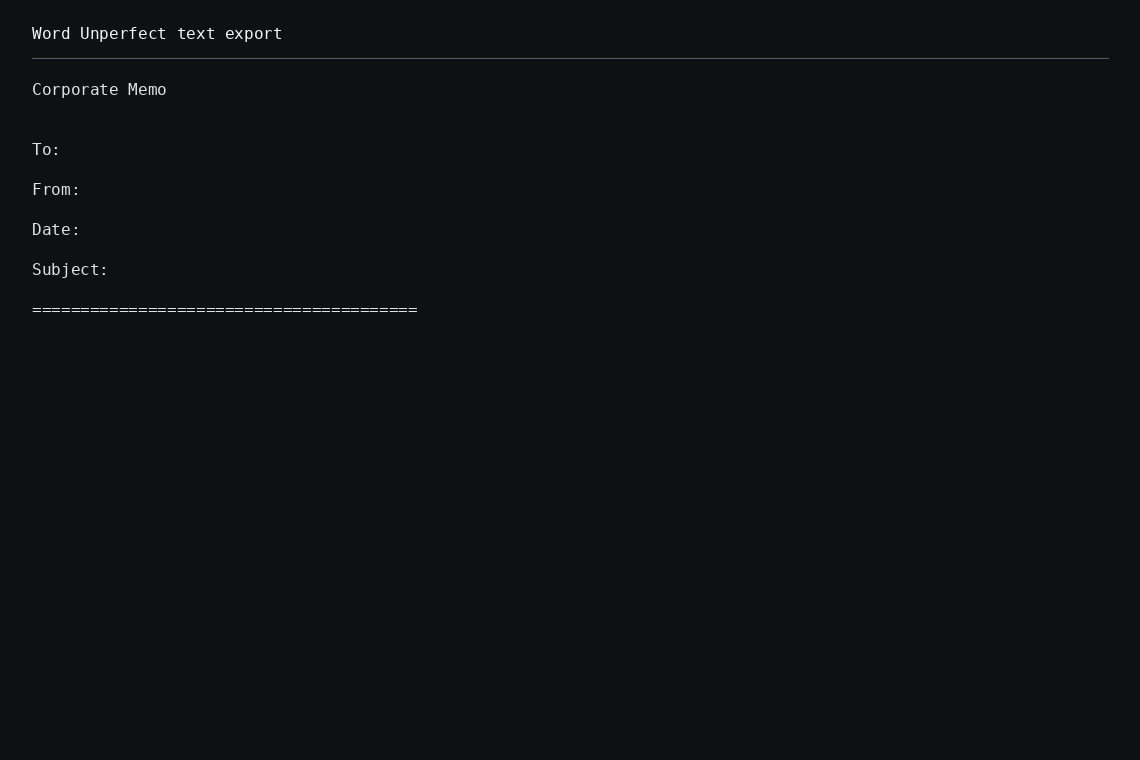 Word Unperfect text export output